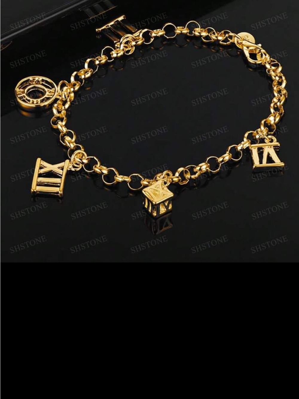 Affordable Fashion Finds Gold Roman Numeral Charm Bracelet